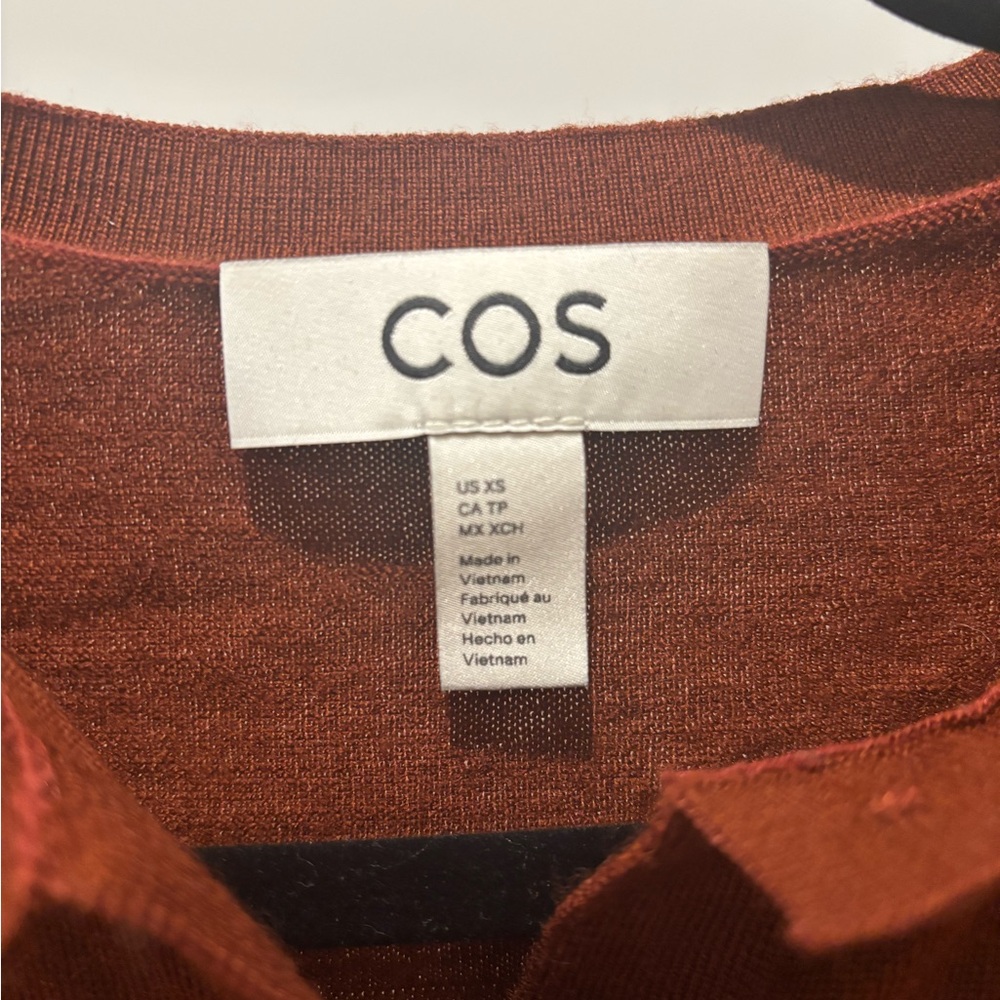 COS Rust Button-Down Lightweight Wool Cardigan - image 3